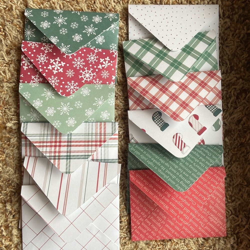 12pk Christmas Winter Holiday Gift Envelopes (+Blank Cards)